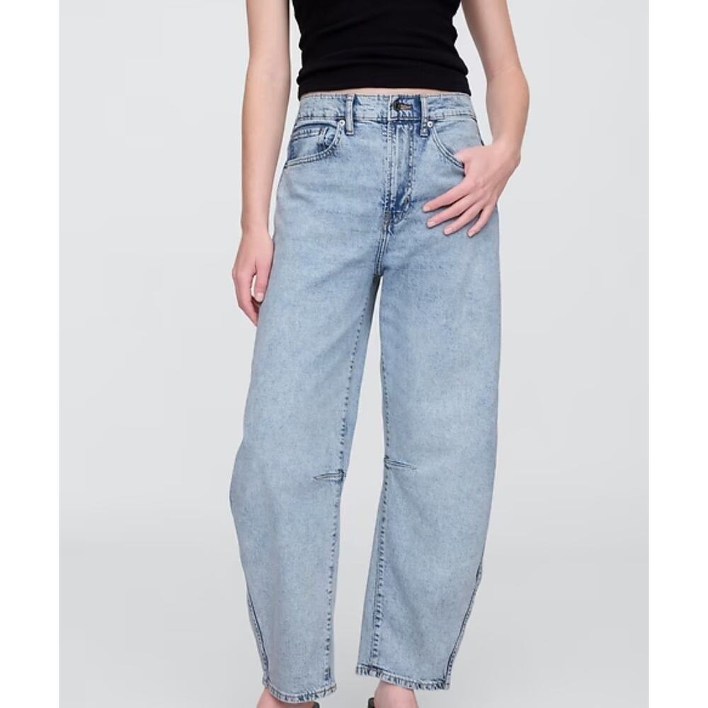 Gap High Rise Barrel Jeans Light Wash Women's 4/27 R NWT